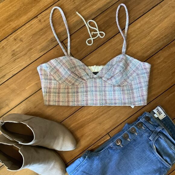 NWT ❤️ ZARA Tweed Bralette 😎💙💖🌸 - Picture 1 of 4